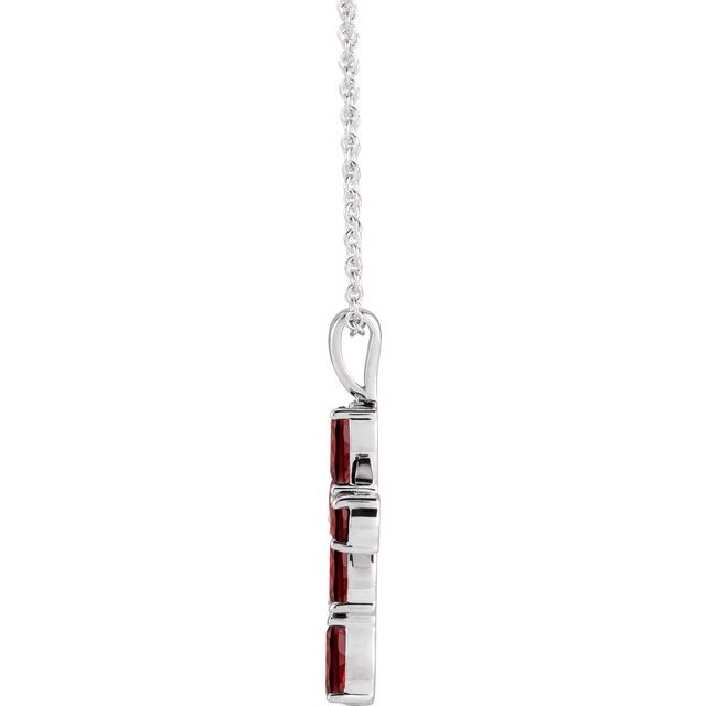 14k-white-natural-mozambique-garnet-cross-16-18"-necklace
