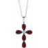 14k-white-natural-mozambique-garnet-cross-16-18"-necklace