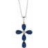 14k-white-lab-grown-blue-sapphire-cross-16-18"-necklace