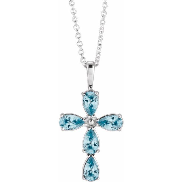 14k-white-natural-blue-zircon-cross-16-18"-necklace