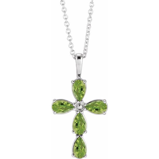 14k-white-natural-peridot-cross-16-18"-necklace