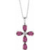 14k-white-natural-pink-tourmaline-cross-16-18"-necklace