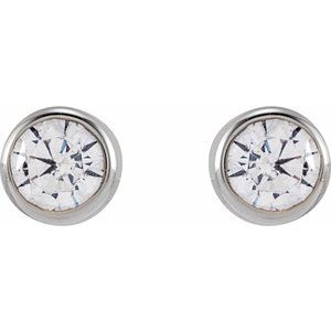 1/6 ct Lab-Grown Diamond Round Bezel-Set Stud Earrings