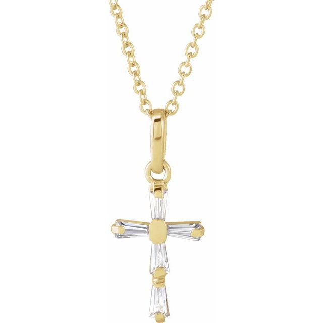 14k-yellow-imitation-white-cubic-zirconia-cross-youth-15"-necklace
