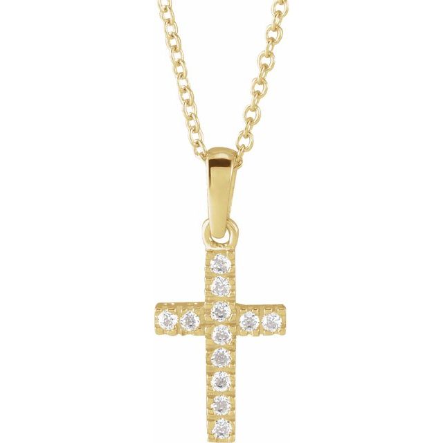 14k-yellow-imitation-white-cubic-zirconia-cross-15"-necklace