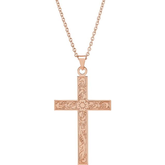 14k-rose--cross-18"-necklace