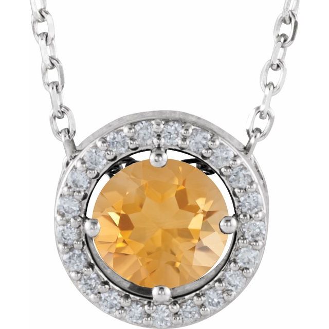 sterling-silver-imitation-citrine-&-.05-ctw-natural-diamond-halo-style-16"-necklace