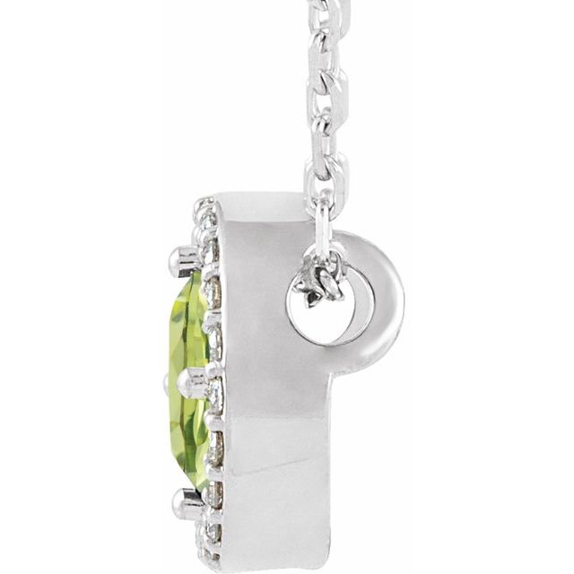 14k-white-natural-peridot-&-.05-ctw-natural-diamond-halo-style-16"-necklace