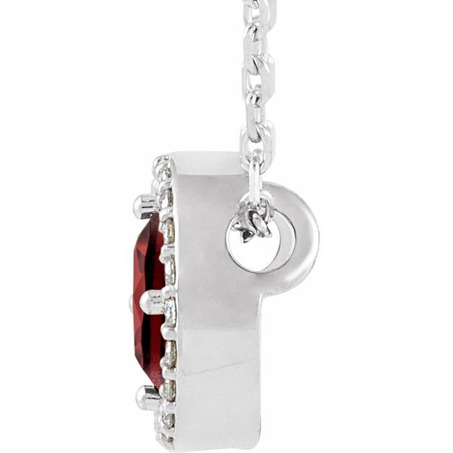 14k-white-natural-mozambique-garnet-&-.05-ctw-natural-diamond-halo-style-16"-necklace