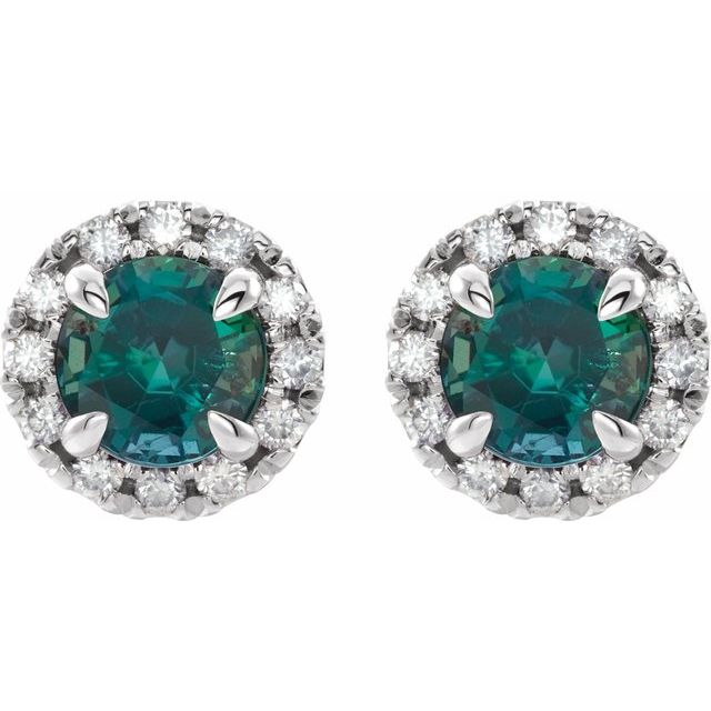 14k-white--lab-grown-alexandrite-&-1/5-ctw-natural-diamond-halo-style-earrings