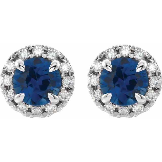 14k-white--natural-blue-sapphire-&-1/5-ctw-natural-diamond-halo-style-earrings