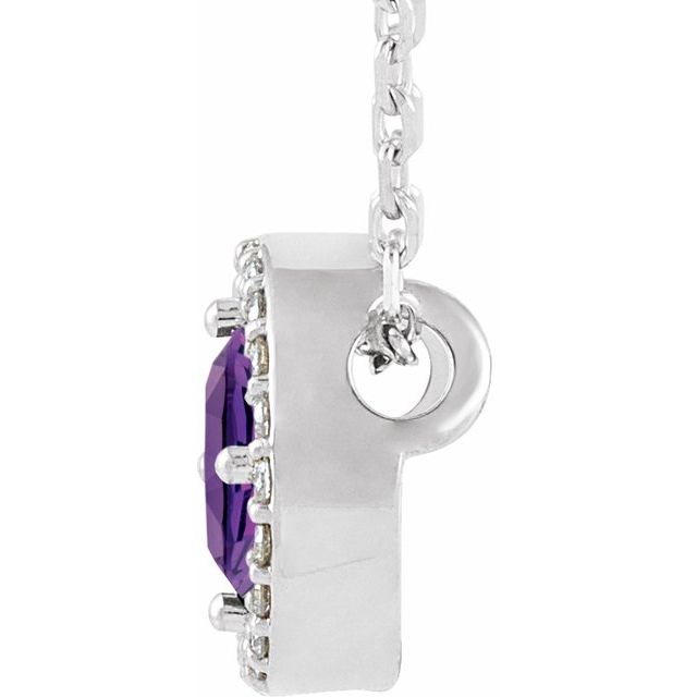 14k-white-natural-amethyst-&-.05-ctw-natural-diamond-halo-style-16"-necklace