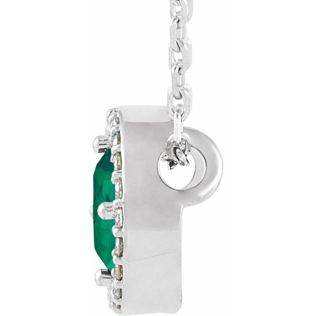 sterling-silver-imitation-emerald-&-.05-ctw-natural-diamond-halo-style-16"-necklace