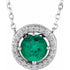 14k-white-lab-grown-emerald-&-.05-ctw-natural-diamond-halo-style-16"-necklace