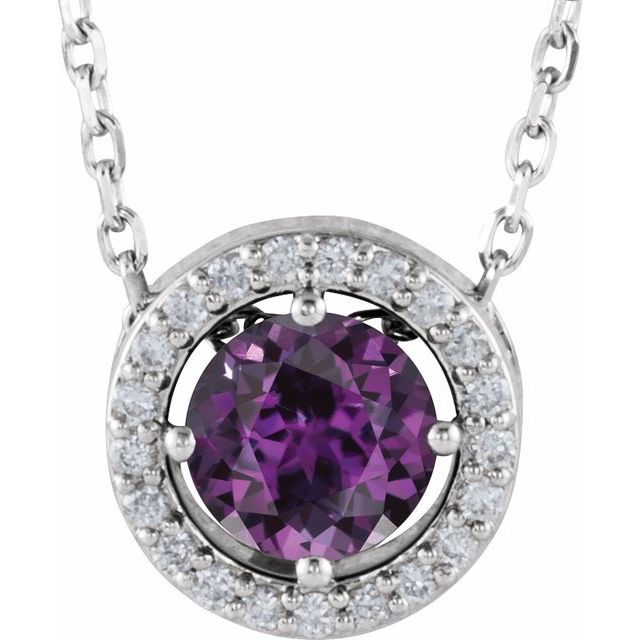 14k-white-lab-grown-alexandrite-&-.05-ctw-natural-diamond-halo-style-16"-necklace