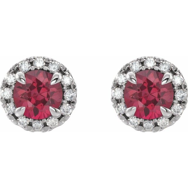 14k-white--lab-grown-ruby-&-1/5-ctw-natural-diamond-halo-style-earrings