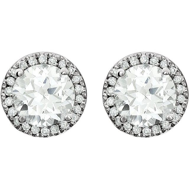 14k-white-lab-grown-white-sapphire-&-1/8-ctw-natural-diamond-earrings