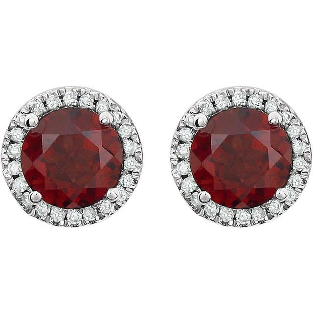 14k-white-natural-mozambique-garnet-&-1/8-ctw-natural-diamond-earrings