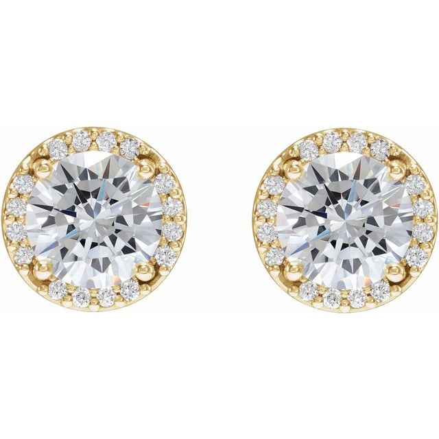 14k-yellow-lab-grown-moissanite-&-.05-ctw-natural-diamond-halo-style-earrings