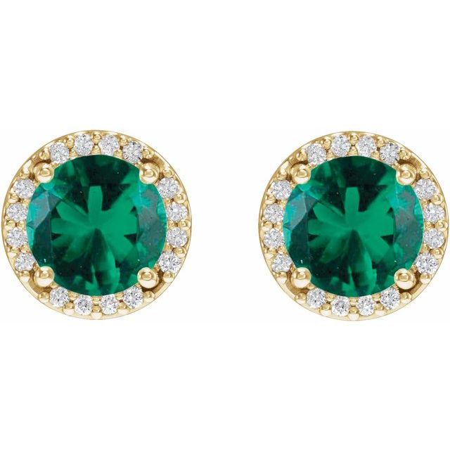 14k-yellow-lab-grown-emerald-&-.05-ctw-natural-diamond-halo-style-earrings