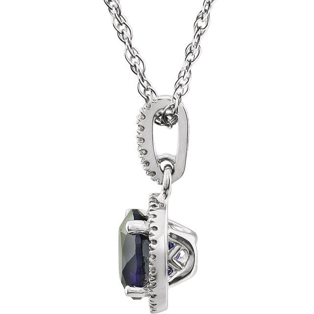 14k-white-lab-grown-blue-sapphire-&-1/10-ctw-natural-diamond-18"-necklace