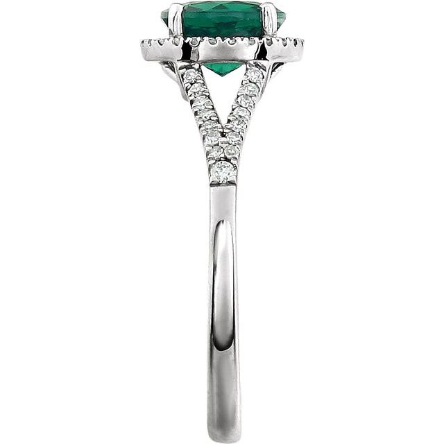 14k-white-lab-grown-emerald-&-1/6-ctw-natural-diamond-ring