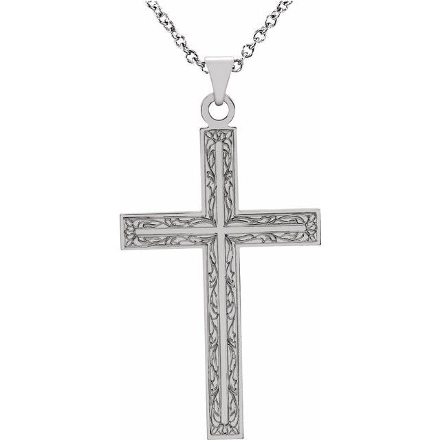 14k-white--cross-18"-necklace