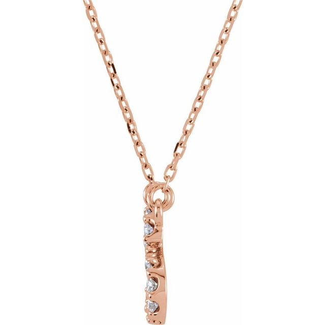 14k-rose-1/8-ctw-natural-diamond-initial-x-16"-necklace