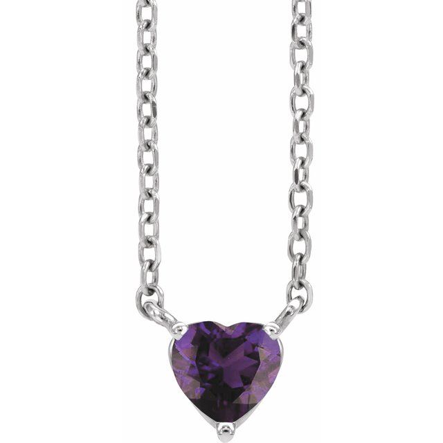 14k-white-natural-amethyst-heart-16-18"-necklace