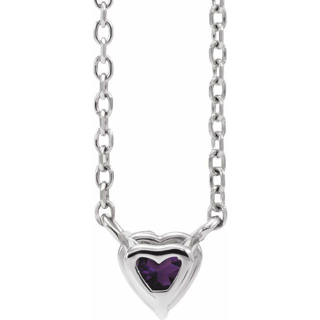 14k-white-natural-amethyst-heart-16-18"-necklace