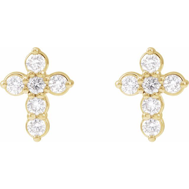 14k-yellow-1/6-ctw-lab-grown-diamond-cross-earrings