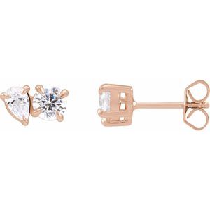 1 1/6 ct Lab-Grown Diamond Two-Stone Stud Earrings