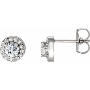 Diamond Round 4-Prong Halo-Style Earrings