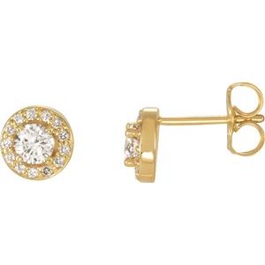 Diamond Round 4-Prong Halo-Style Earrings