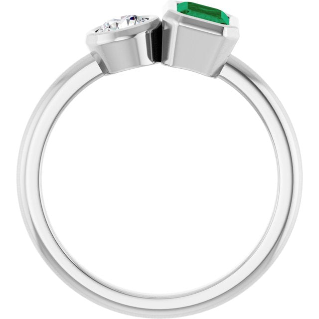 14k-white-lab-grown-emerald-&-1/4-ctw-lab-grown-diamond-ring