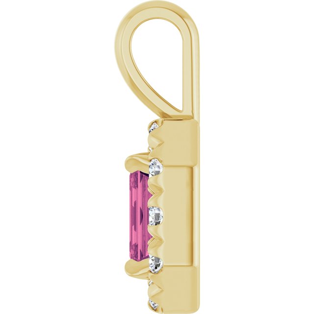 14k-yellow--natural-pink-tourmaline-&-1/8-ctw-natural-diamond-halo-style-pendant