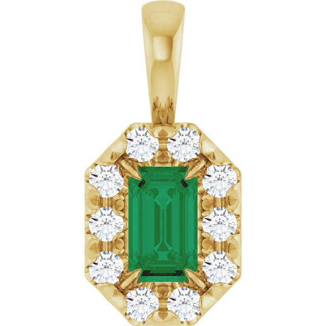 14k-yellow--natural-emerald-&-1/8-ctw-natural-diamond-halo-style-pendant