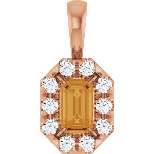 14k-rose--natural-citrine-&-1/8-ctw-natural-diamond-halo-style-pendant