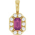 14k-yellow--natural-pink-tourmaline-&-1/8-ctw-natural-diamond-halo-style-pendant