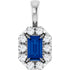 sterling-silver--lab-grown-blue-sapphire-&-1/8-ctw-natural-diamond-halo-style-pendant