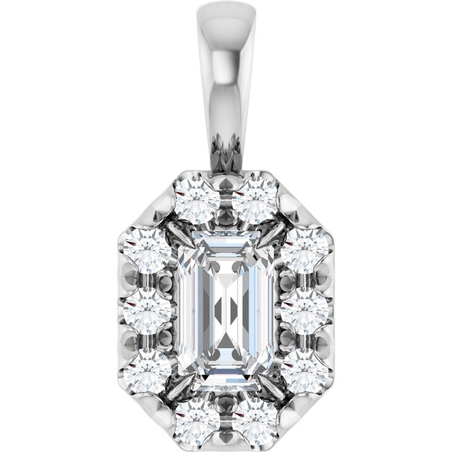 sterling-silver--natural-white-sapphire-&-1/8-ctw-natural-diamond-halo-style-pendant