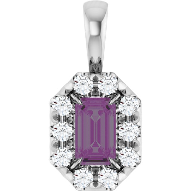 sterling-silver--lab-grown-alexandrite-&-1/8-ctw-natural-diamond-halo-style-pendant