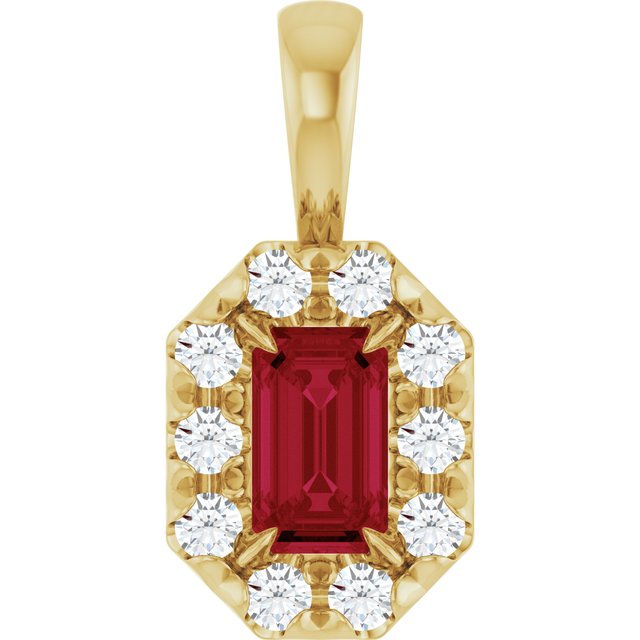 14k-yellow--natural-ruby-&-1/8-ctw-natural-diamond-halo-style-pendant