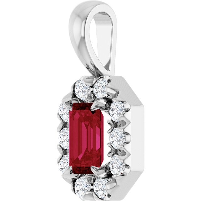 sterling-silver--lab-grown-ruby-&-1/8-ctw-natural-diamond-halo-style-pendant