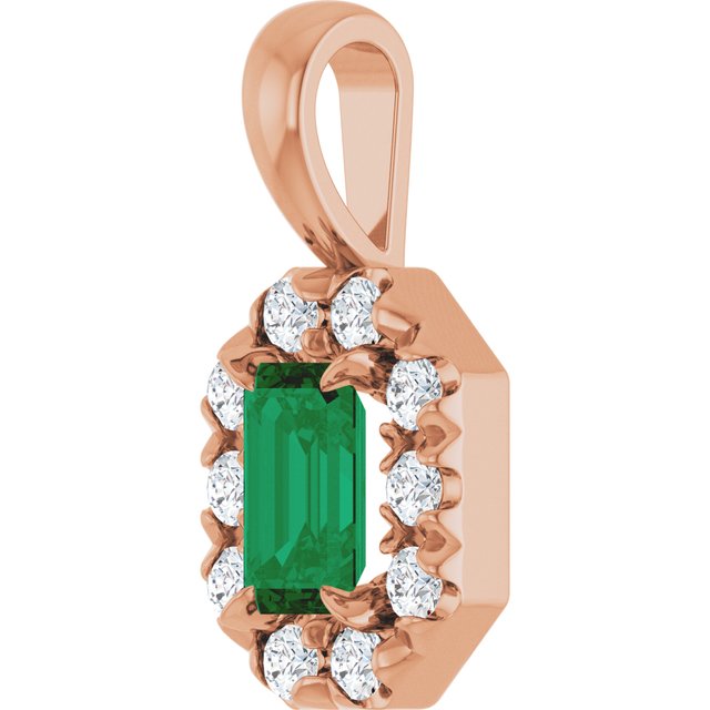 14k-rose--lab-grown-emerald-&-1/8-ctw-natural-diamond-halo-style-pendant