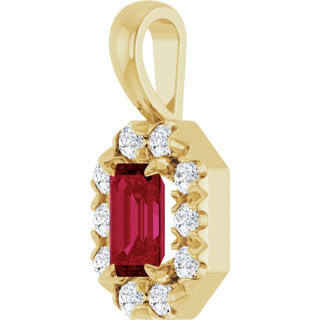 14k-yellow--natural-ruby-&-1/8-ctw-natural-diamond-halo-style-pendant