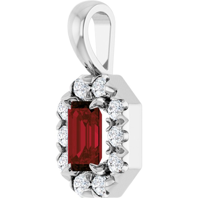 sterling-silver--natural-mozambique-garnet-&-1/8-ctw-natural-diamond-halo-style-pendant