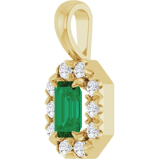 14k-yellow--natural-emerald-&-1/8-ctw-natural-diamond-halo-style-pendant