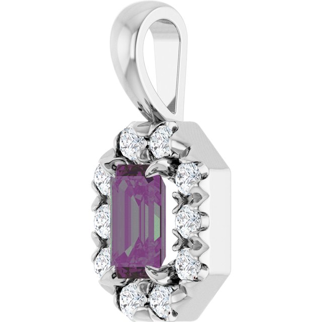 sterling-silver--lab-grown-alexandrite-&-1/8-ctw-natural-diamond-halo-style-pendant