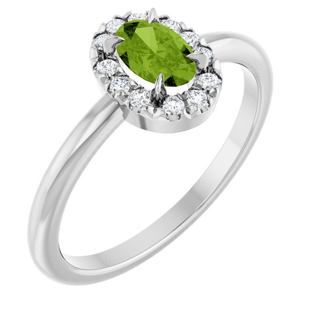 14k-white-natural-peridot-&-1/10-ctw-natural-diamond-french-set-halo-style-ring